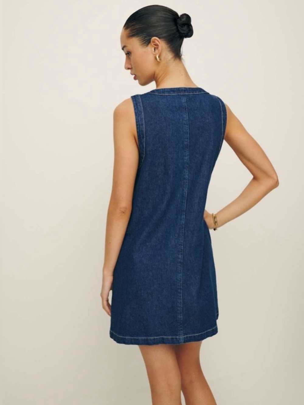 Reformation Tropez Denim Mini Dress In Salinas View 5